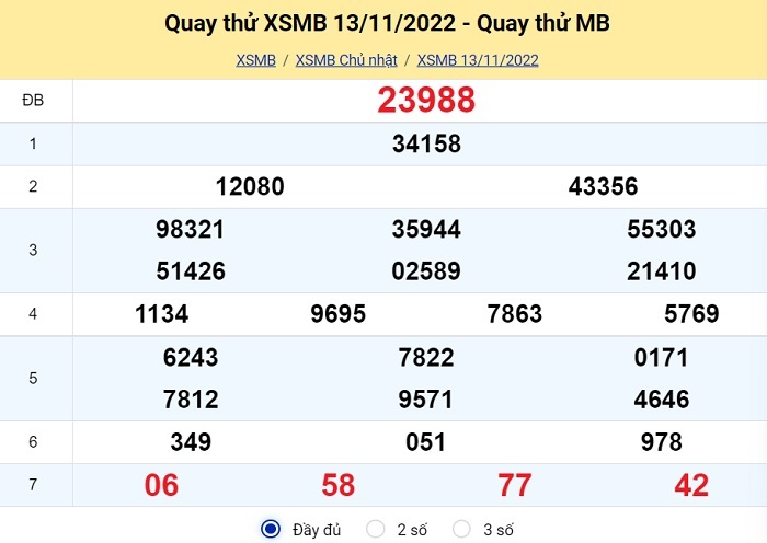 soi cầu miền bắc 13/11/2022